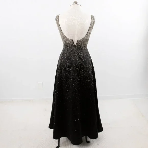 Vintage 50s 60s Formal Gown 6 Medium Hollywood Glam Princess Dress Black - Picture 6 of 9
